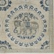 Hand Knotted Beige and Navy Blue Wool Square Area Rug | Elephant Medallion Design Carpet Hand Knotted Beige and Navy Blue Wool Square Area Rug | Elephant Medallion Design Carpet