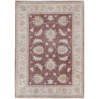 Hand Knotted Red, Ivory Wool Area Rug | Turkish Oushak Style Accent Rug