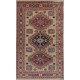 Hand Knotted Ivory, Red, Blue Wool Area Rug | Turkish Geometric Medallion Accent Rug Hand Knotted Ivory, Red, Blue Wool Area Rug | Turkish Geometric Medallion Accent Rug