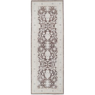 Hand Knotted Turkish Kitchen Runner Rug in Beige, Brown | Corridor Rug | Hallway Runner | Stair Rug