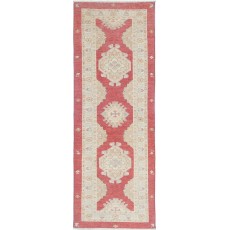 Wool Runner Rug for Corridor | Hand Knotted Hallway Runner | Beige, Red Kitchen Rug | Stair Rug