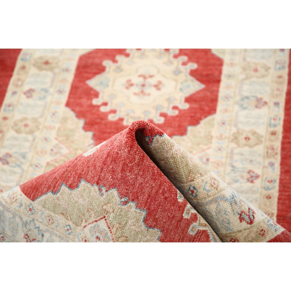 Wool Runner Rug for Corridor | Hand Knotted Hallway Runner | Beige, Red Kitchen Rug | Stair Rug