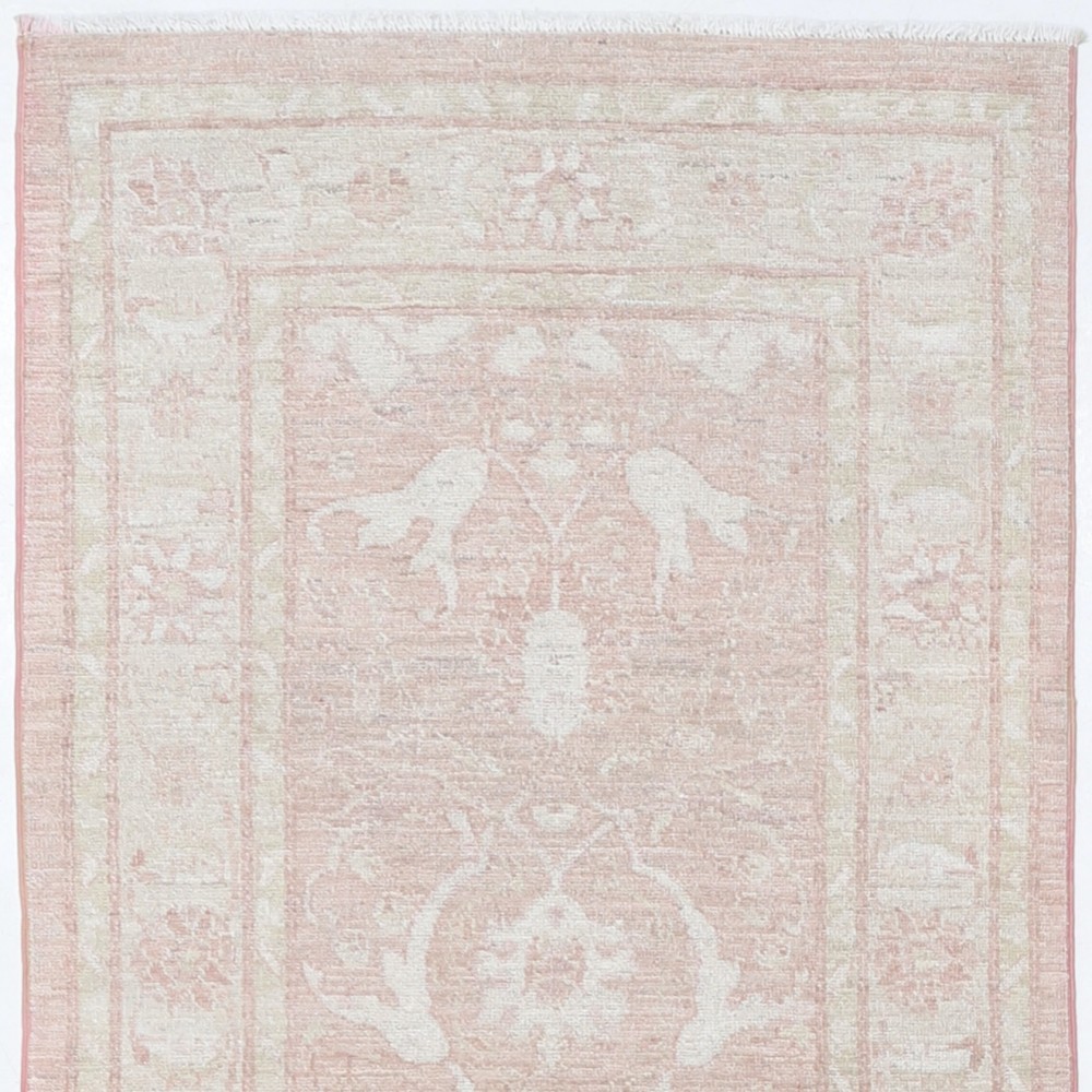 Handknotted Hallway Runner Rug in Soft Pink and Beige | Kitchen Rug | Corridor Rug | Stair Rug Handknotted Hallway Runner Rug in Soft Pink and Beige | Kitchen Rug | Corridor Rug | Stair Rug