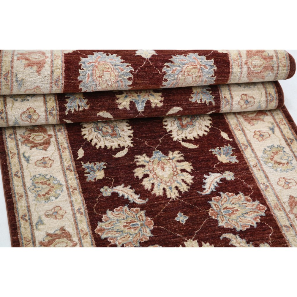Hand Knotted Red, Beige Runner Rug for Kitchen and Corridor | Wool Hallway Rug | Stair Rug