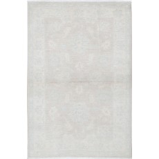 Hand Knotted Beige, Light Blue Wool Area Rug | Traditional Floral Motif Accent Rug