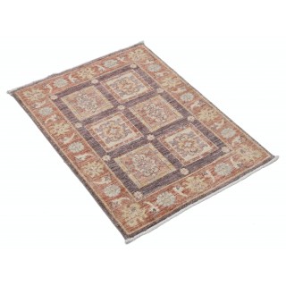 Hand Knotted Rust, Brown, Gold Wool Rug | Geometric Floral Pattern Accent Rug