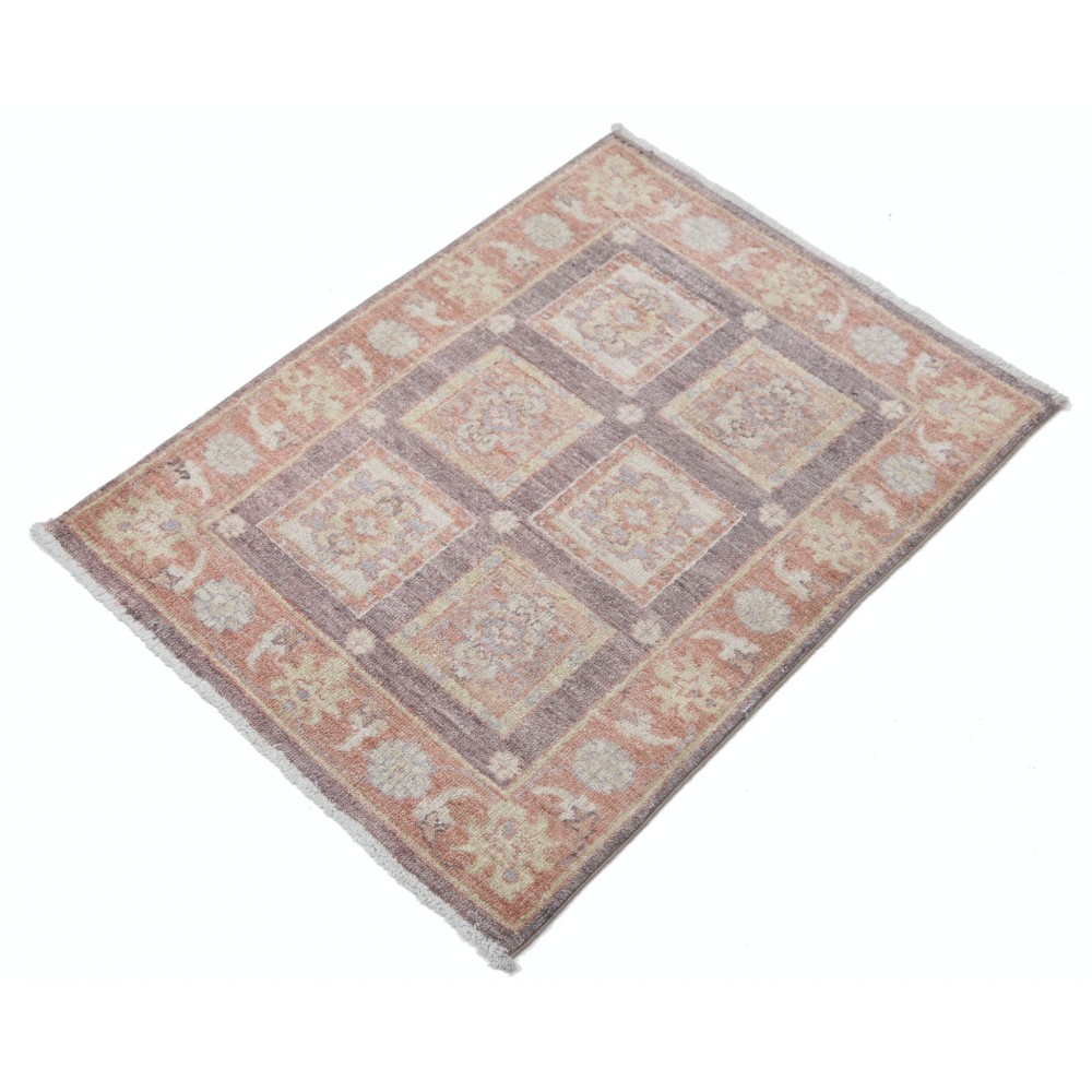 Hand Knotted Rust, Brown, Gold Wool Rug | Geometric Floral Pattern Accent Rug