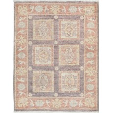 Hand Knotted Rust, Brown, Gold Wool Rug | Geometric Floral Pattern Accent Rug