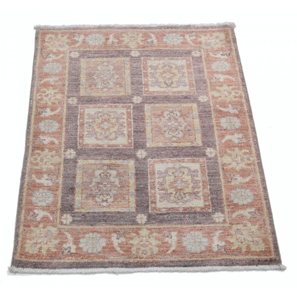 Hand Knotted Rust, Brown, Gold Wool Rug | Geometric Floral Pattern Accent Rug