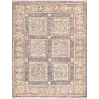 Hand Knotted Rust, Brown, Gold Wool Rug | Geometric Floral Pattern Accent Rug