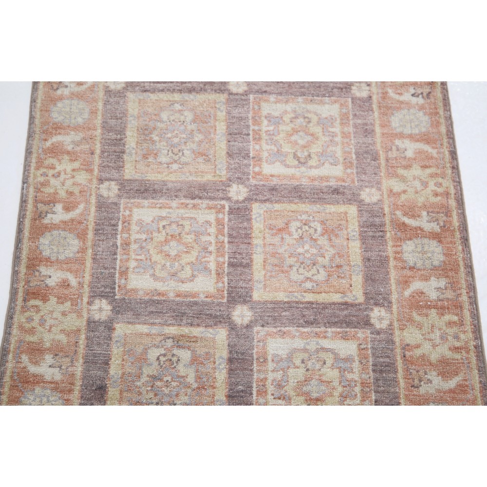 Hand Knotted Rust, Brown, Gold Wool Rug | Geometric Floral Pattern Accent Rug