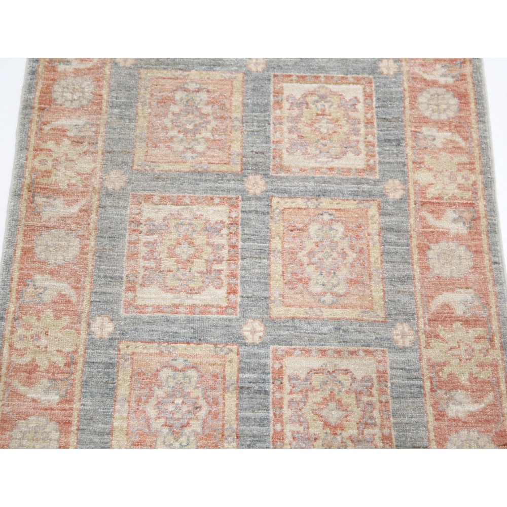 Hand Knotted Coral, Gray, Ivory Wool Area Rug | Turkish Geometric Design Accent Rug Hand Knotted Coral, Gray, Ivory Wool Area Rug | Turkish Geometric Design Accent Rug
