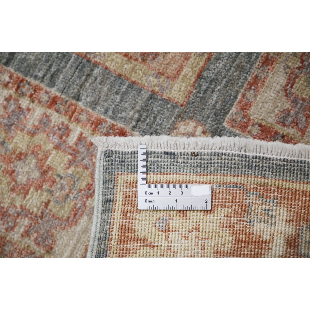 Hand Knotted Coral, Gray, Ivory Wool Area Rug | Turkish Geometric Design Accent Rug Hand Knotted Coral, Gray, Ivory Wool Area Rug | Turkish Geometric Design Accent Rug