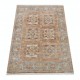 Hand Knotted Red, Tan, Light Blue and Ivory Wool Area Rug | Geometric Floral Small Rug Hand Knotted Red, Tan, Light Blue and Ivory Wool Area Rug | Geometric Floral Small Rug