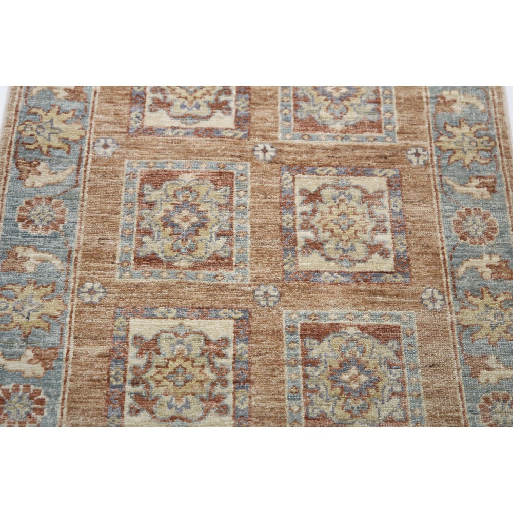 Hand Knotted Red, Tan, Light Blue and Ivory Wool Area Rug | Geometric Floral Small Rug Hand Knotted Red, Tan, Light Blue and Ivory Wool Area Rug | Geometric Floral Small Rug