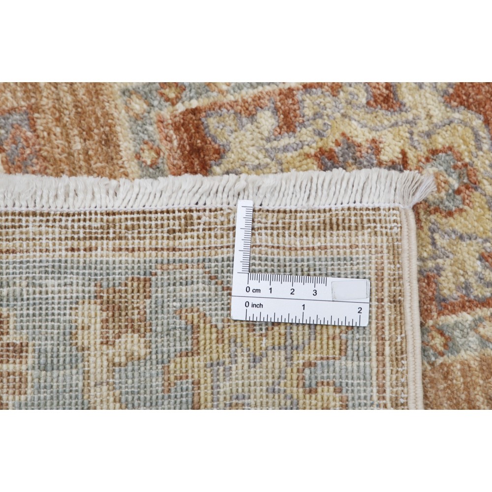Hand Knotted Red, Tan, Light Blue and Ivory Wool Area Rug | Geometric Floral Small Rug Hand Knotted Red, Tan, Light Blue and Ivory Wool Area Rug | Geometric Floral Small Rug