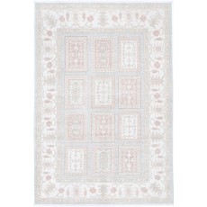 Hand Knotted Wool Area Rug in Soft Tones for Living Room