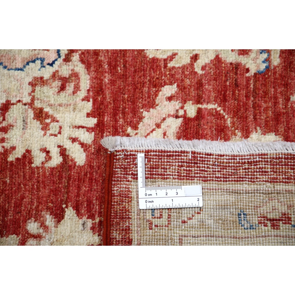 Hand Knotted Floral Area Rug with Red Field and Beige Border | Traditional Oushak Wool Carpet Hand Knotted Floral Area Rug with Red Field and Beige Border | Traditional Oushak Wool Carpet