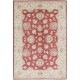 Hand Knotted Floral Area Rug with Red Field and Beige Border | Traditional Oushak Wool Carpet Hand Knotted Floral Area Rug with Red Field and Beige Border | Traditional Oushak Wool Carpet