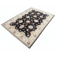 Hand Knotted Floral Area Rug with Black Field and Beige Border | Traditional Oushak Wool Carpet Hand Knotted Floral Area Rug with Black Field and Beige Border | Traditional Oushak Wool Carpet