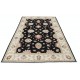 Hand Knotted Floral Area Rug with Black Field and Beige Border | Traditional Oushak Wool Carpet Hand Knotted Floral Area Rug with Black Field and Beige Border | Traditional Oushak Wool Carpet