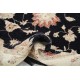 Hand Knotted Floral Area Rug with Black Field and Beige Border | Traditional Oushak Wool Carpet Hand Knotted Floral Area Rug with Black Field and Beige Border | Traditional Oushak Wool Carpet