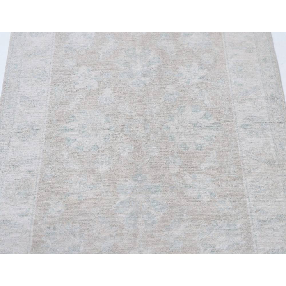 Hand Knotted Oushak Style Rug | Beige Turkish Accent Rug with All-Over Floral Design | 100% Wool Hand Knotted Oushak Style Rug | Beige Turkish Accent Rug with All-Over Floral Design | 100% Wool