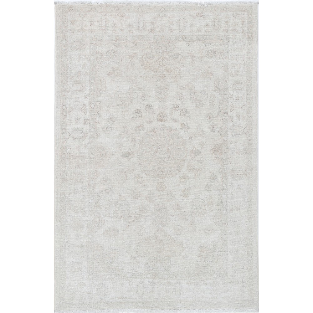 Hand Knotted Oushak Rug | Beige Turkish Accent Rug with All-Over Floral Design | 100% Wool Hand Knotted Oushak Rug | Beige Turkish Accent Rug with All-Over Floral Design | 100% Wool