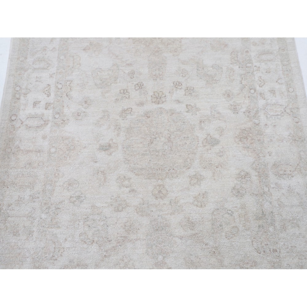 Hand Knotted Oushak Rug | Beige Turkish Accent Rug with All-Over Floral Design | 100% Wool Hand Knotted Oushak Rug | Beige Turkish Accent Rug with All-Over Floral Design | 100% Wool