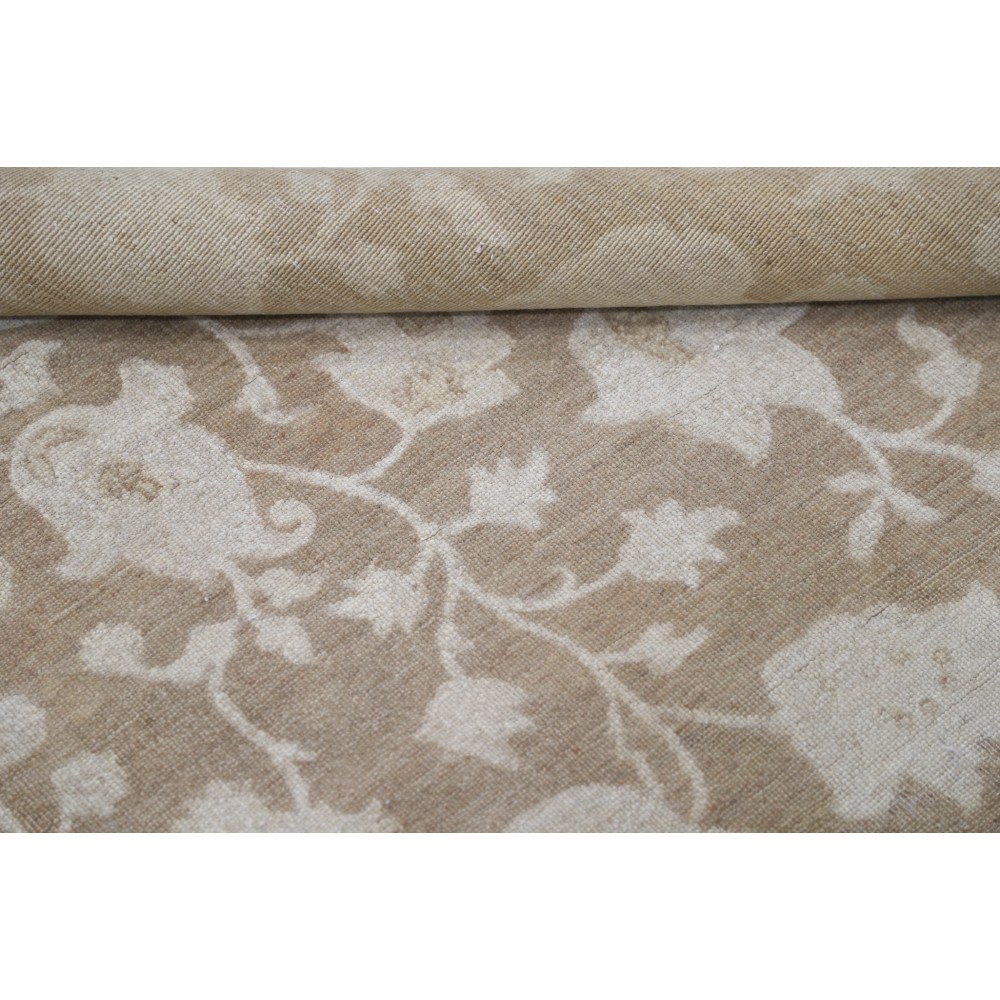 Hand Knotted Floral Area Rug, Beige and Brown Wool Carpet with Botanical Vine Pattern, Neutral Rug for Living Room Hand Knotted Floral Area Rug, Beige and Brown Wool Carpet with Botanical Vine Pattern, Neutral Rug for Living Room