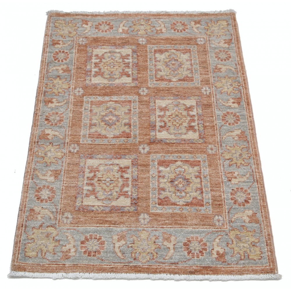 Hand Knotted Red, Tan, Light Blue and Ivory Wool Area Rug | Geometric Floral Small Rug Hand Knotted Red, Tan, Light Blue and Ivory Wool Area Rug | Geometric Floral Small Rug