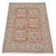 Hand Knotted Red, Tan, Light Blue and Ivory Wool Area Rug | Geometric Floral Small Rug Hand Knotted Red, Tan, Light Blue and Ivory Wool Area Rug | Geometric Floral Small Rug