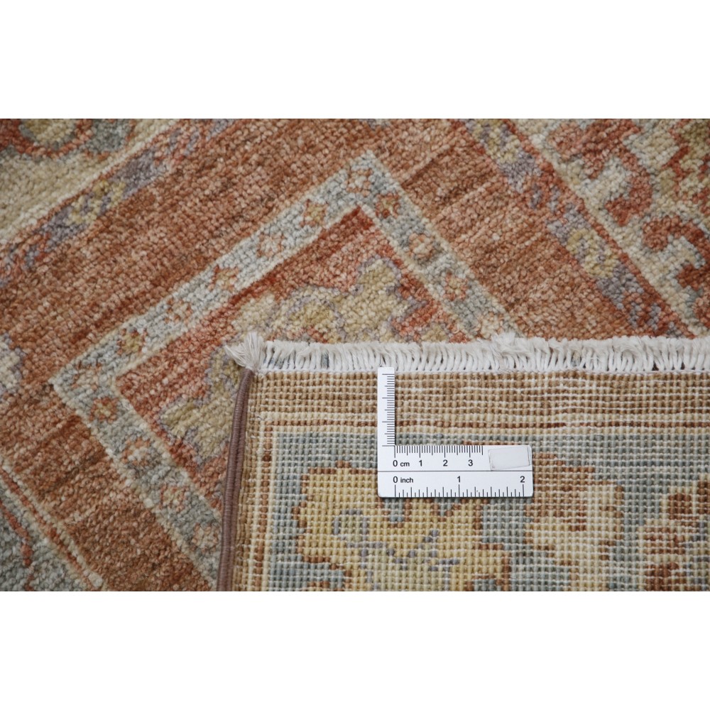 Hand Knotted Red, Tan, Light Blue and Ivory Wool Area Rug | Geometric Floral Small Rug Hand Knotted Red, Tan, Light Blue and Ivory Wool Area Rug | Geometric Floral Small Rug