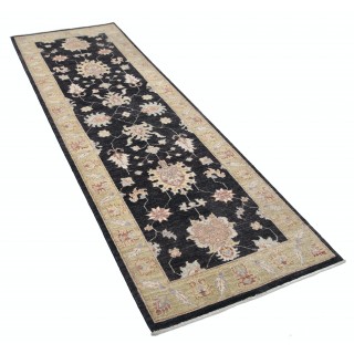 Black Hallway Runner | Kitchen Rug | Handknotted Corridor Rug | Floral Stair Rug | 100% Wool