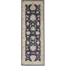 Black Hallway Runner | Kitchen Rug | Handknotted Corridor Rug | Floral Stair Rug | 100% Wool