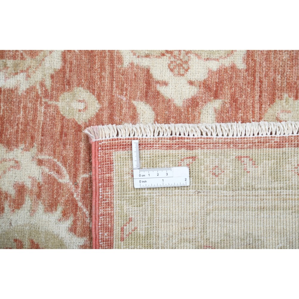Hand Knotted Floral Oushak Area Rug with Red Field and Beige Border | 100% Wool Hand Knotted Floral Oushak Area Rug with Red Field and Beige Border | 100% Wool