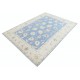 Hand Knotted Floral Oushak Area Rug with Blue Field and Ivory Border | 100% Wool