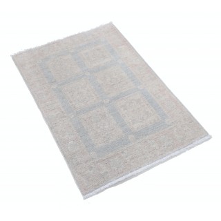 Hand Knotted Ivory, Light Blue, Blush Area Rug | Soft Geometric Accent Rug | 100% Wool