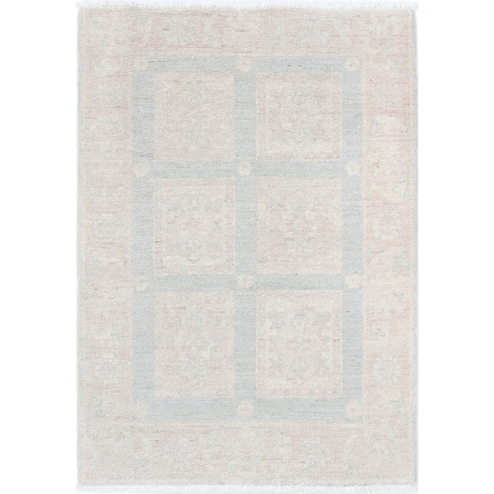 Hand Knotted Ivory, Light Blue, Blush Area Rug | Soft Geometric Accent Rug | 100% Wool Hand Knotted Ivory, Light Blue, Blush Area Rug | Soft Geometric Accent Rug | 100% Wool