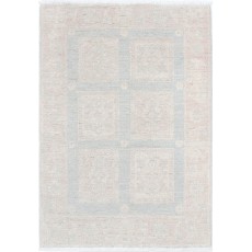 Hand Knotted Ivory, Light Blue, Blush Area Rug | Soft Geometric Accent Rug | 100% Wool
