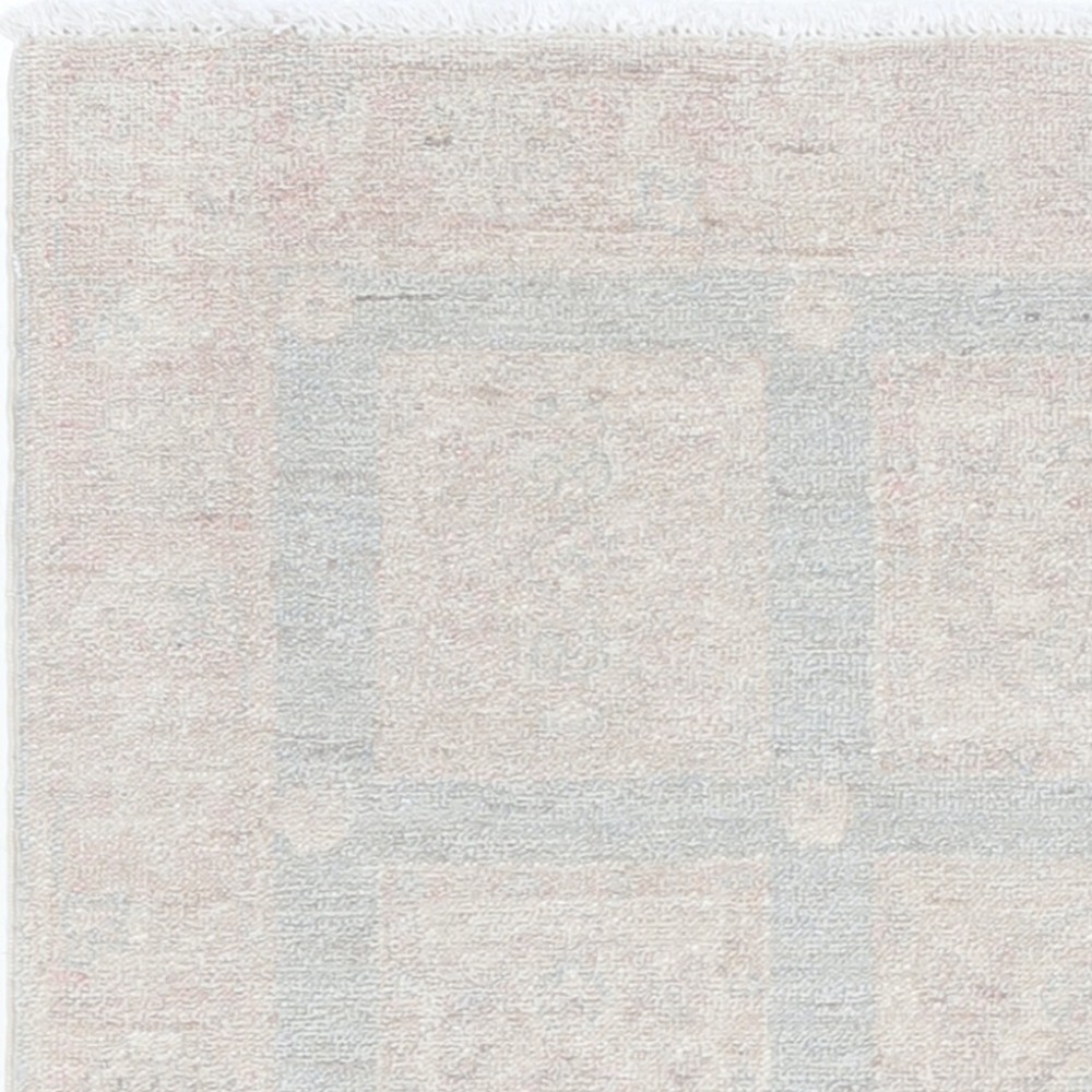 Hand Knotted Ivory, Light Blue, Blush Area Rug | Soft Geometric Accent Rug | 100% Wool Hand Knotted Ivory, Light Blue, Blush Area Rug | Soft Geometric Accent Rug | 100% Wool