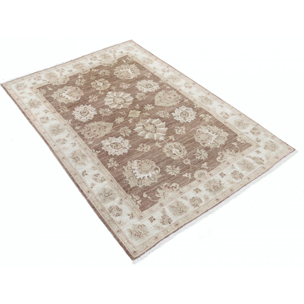 Hand Knotted Brown, Ivory Wool Area Rug | Turkish Oushak Style Accent Rug Hand Knotted Brown, Ivory Wool Area Rug | Turkish Oushak Style Accent Rug