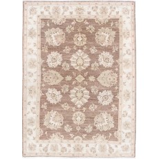 Hand Knotted Brown, Ivory Wool Area Rug | Turkish Oushak Style Accent Rug