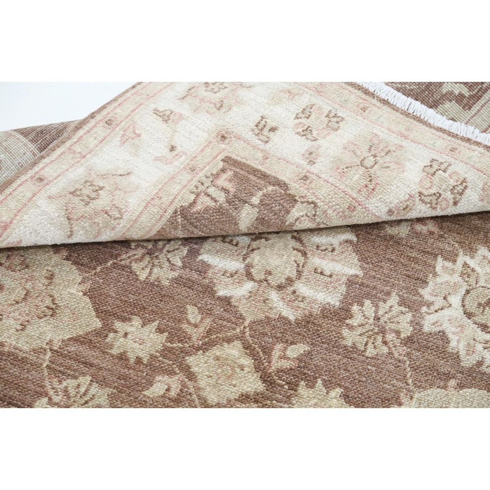 Hand Knotted Brown, Ivory Wool Area Rug | Turkish Oushak Style Accent Rug Hand Knotted Brown, Ivory Wool Area Rug | Turkish Oushak Style Accent Rug