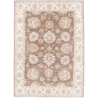 Hand Knotted Brown, Ivory Wool Area Rug | Turkish Oushak Style Accent Rug