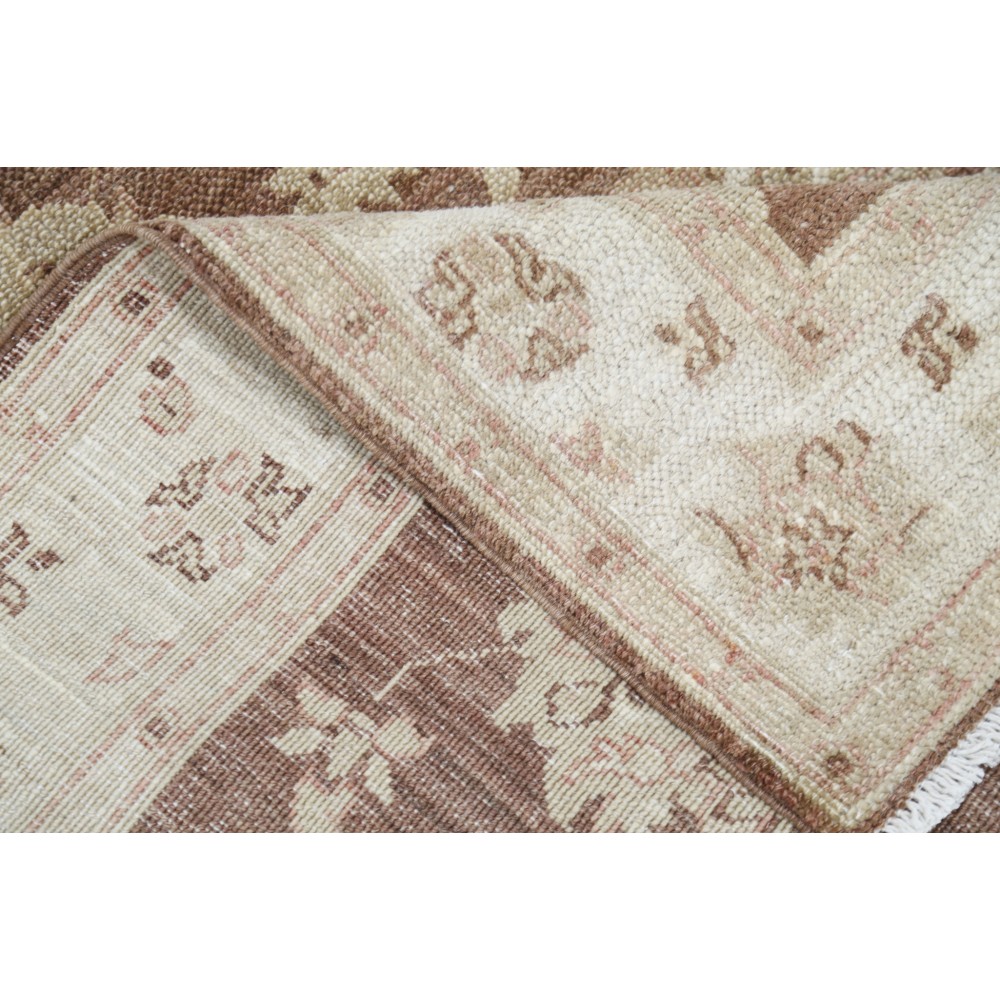 Hand Knotted Brown, Ivory Wool Area Rug | Turkish Oushak Style Accent Rug Hand Knotted Brown, Ivory Wool Area Rug | Turkish Oushak Style Accent Rug
