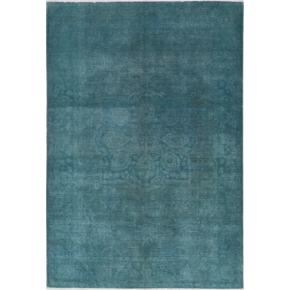 Hand Knotted Teal Blue Wool Area Rug | Turkish Floral Medallion Design Carpet Hand Knotted Teal Blue Wool Area Rug | Turkish Floral Medallion Design Carpet