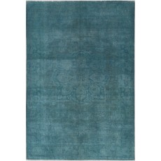Hand Knotted Teal Blue Wool Area Rug | Turkish Floral Medallion Design Carpet