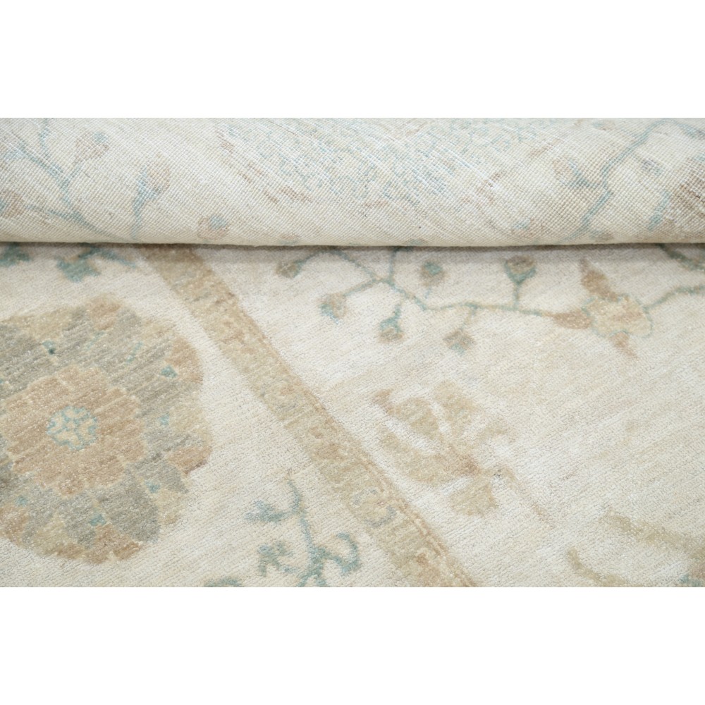 Hand Knotted Beige, Light Blue Wool Area Rug | Turkish Botanical Carpet Hand Knotted Beige, Light Blue Wool Area Rug | Turkish Botanical Carpet