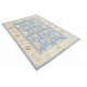Hand Knotted Floral Oushak Area Rug with Blue Field and Beige Border | 100% Wool